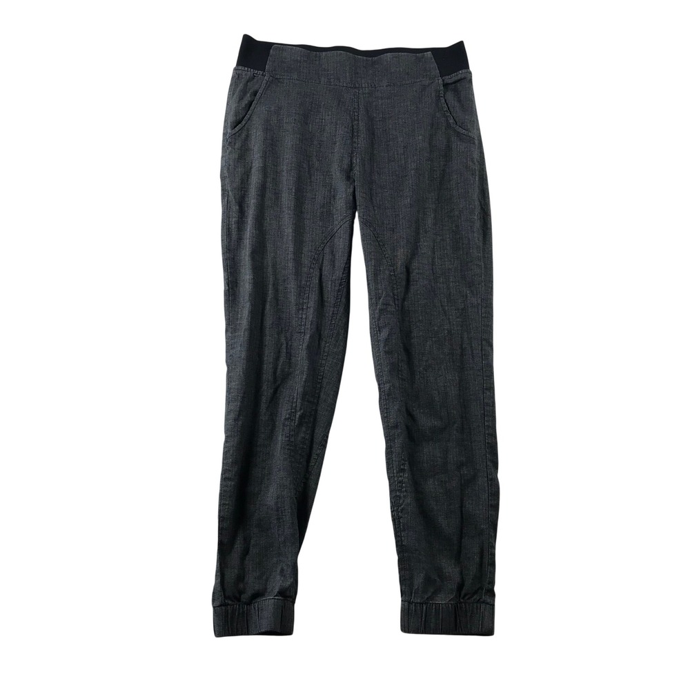 Prana XS Hemp Blend Jogger Pants Charcoal Grey Textured Elastic Waist Pull On